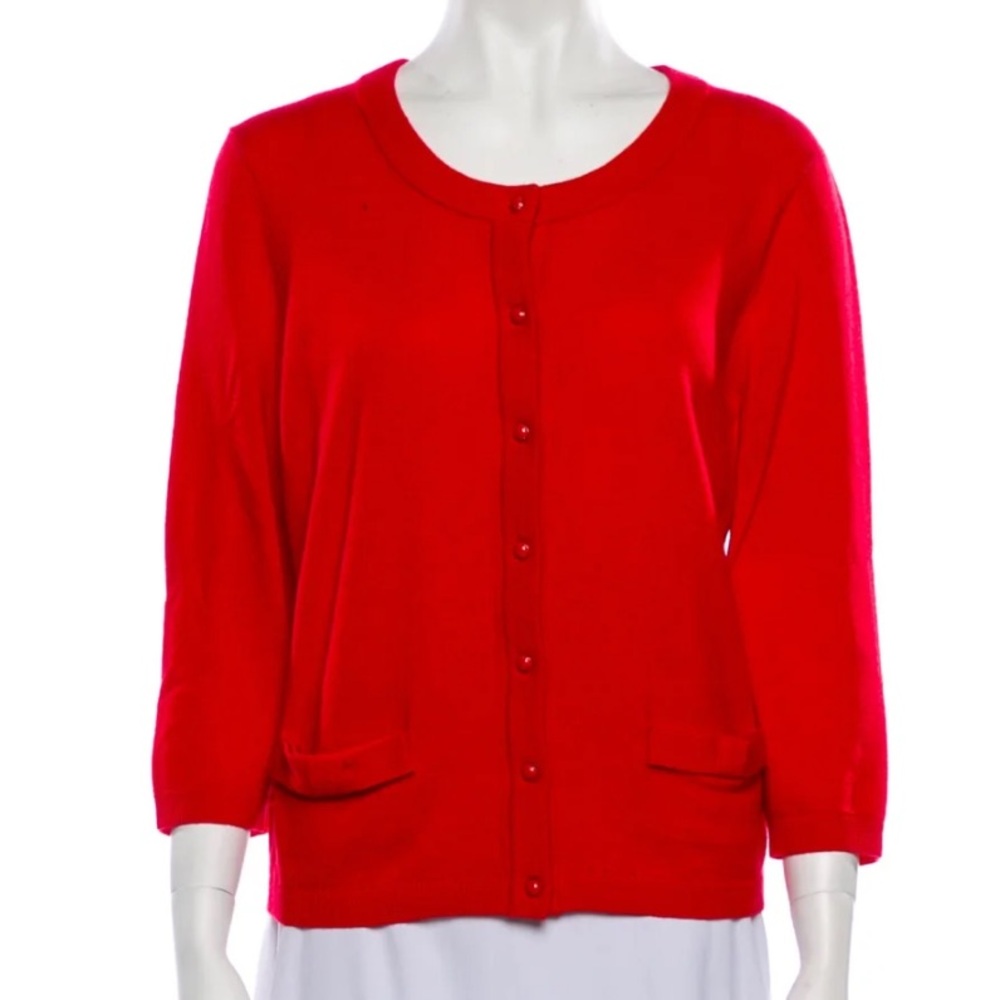 Kate spade poppy red cardigan with bow pockets